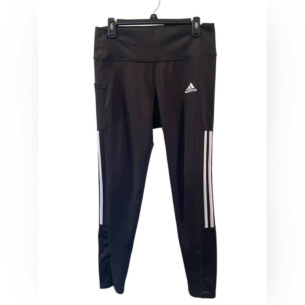 Adidas Aeroready Women’s Black White Three Stripe Workout Leggings Size: Large